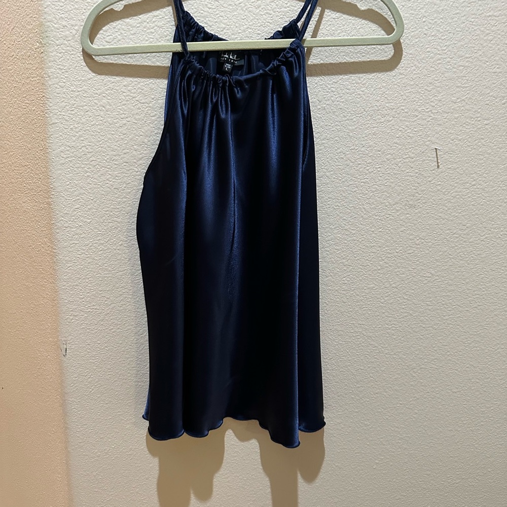 Elegant Navy Blue Satin Top